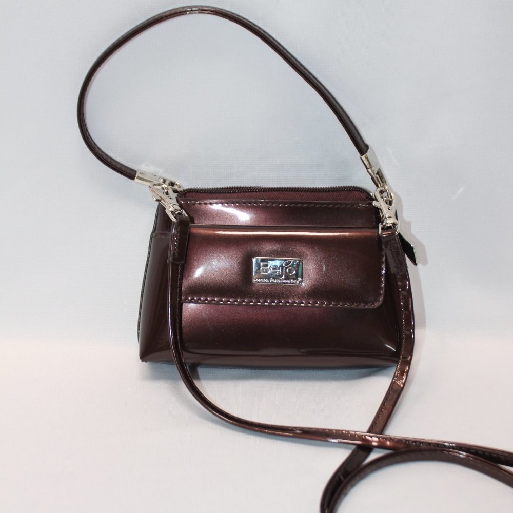 Beijo Brown Patent Leather Crossbody Bag